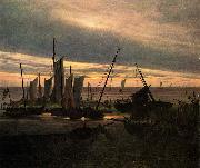 Caspar David Friedrich Schiffe im Hafen am Abend France oil painting artist